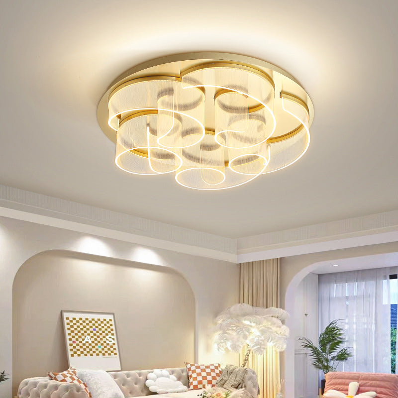 مصباح سقف LED بتصميم دائري مموج من الفولاذ المقاوم للصدأ الأكريليك الفاخر الحديث لغرفة المعيشة 