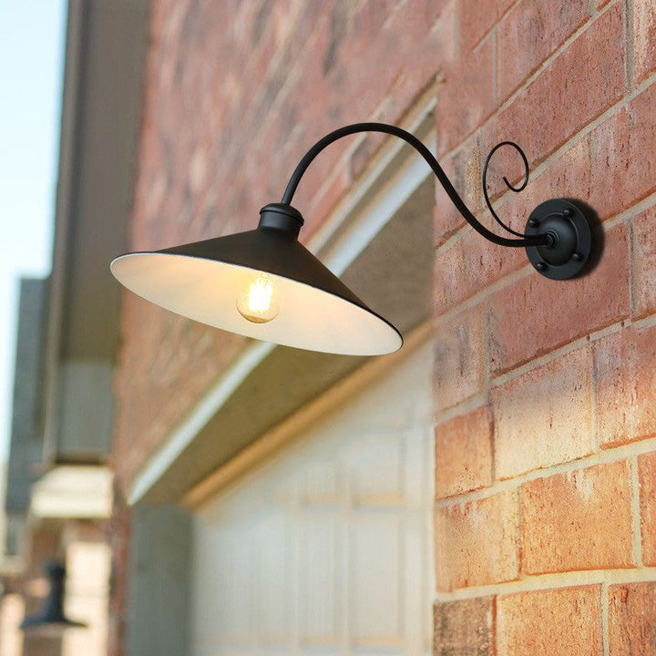 Zeitgenössische Retro wasserdichte Eisen Runde 1-Licht Wandleuchte Lampe für Garten 