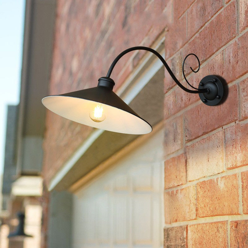 Zeitgenössische Retro wasserdichte Eisen Runde 1-Licht Wandleuchte Lampe für Garten 