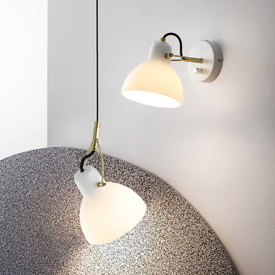 Lámpara de Aplique de Pared de 1 Luz Hemisferoide de Vidrio de Hierro de Simplicidad Moderna para Cabecera 