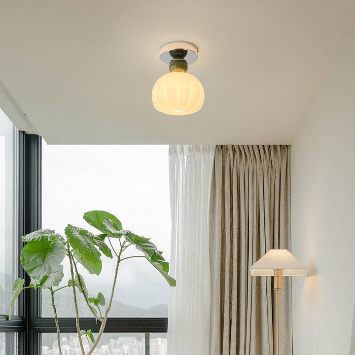 Moderno Minimalista Redondo Calabaza Orbe Hierro Acrílico 1-Luz Montaje Semi-empotrado Luz de Techo Para Pasillo 