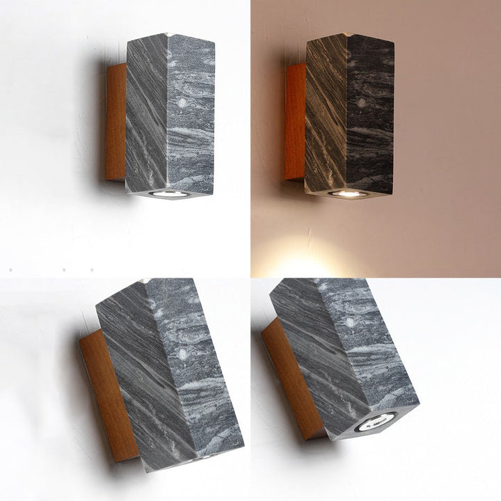 Lámpara Aplique de Pared Moderna Minimalista Cilindro Rectángulo Madera Greystone de 1 Luz Para Sala de Estar 