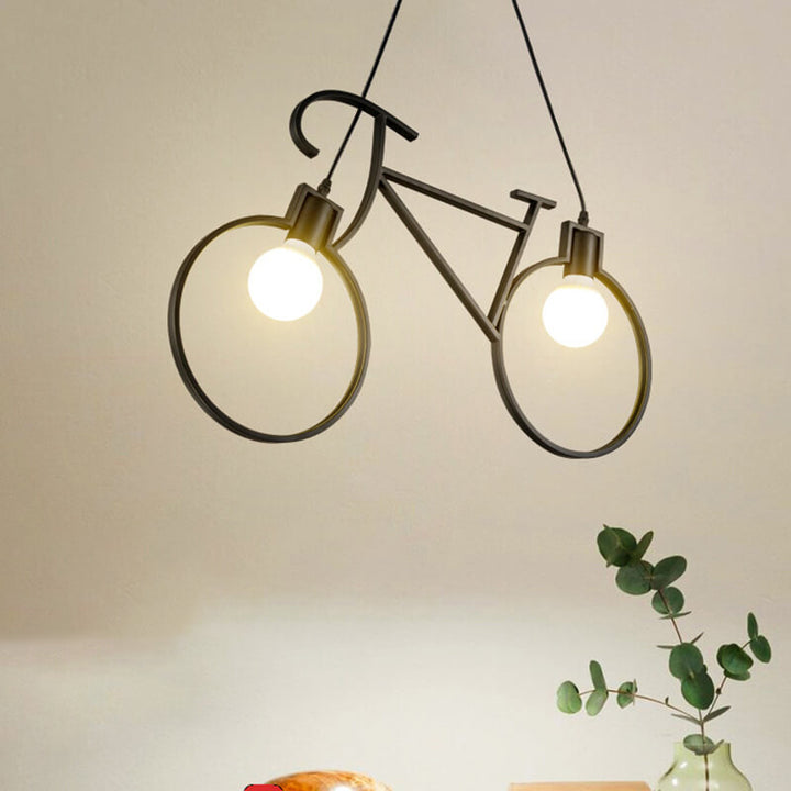 Contemporary Creative Bicycle Shape Iron 2-Light Kids Chandelier For Living Room &amp; Bedroom