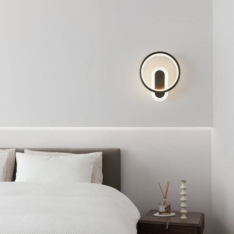 Aplique de pared LED con anillo circular geométrico de acrílico y cobre nórdico moderno 