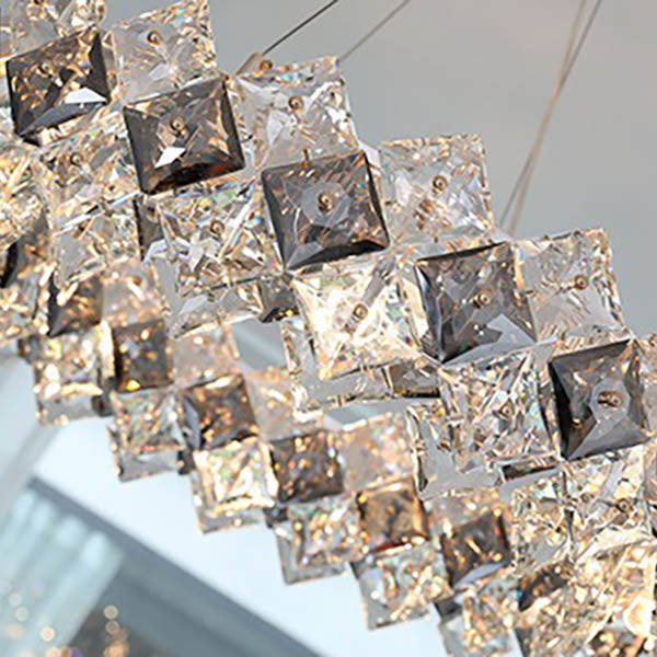 Lustre contemporain en cristal de luxe avec matériel plaqué en cercle de diamant 5/6/7/8/10/14 lumières pour salon 