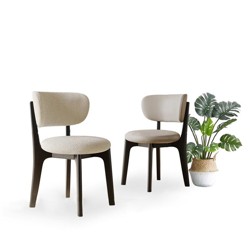 Silla de comedor sin brazos contemporánea de simplicidad redonda con respaldo de marco de madera de terciopelo suave para comedor 