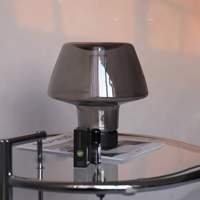 Moderne minimalistische runde Tischlampe aus Glas und Metall mit 1 Licht für Schlafzimmer 