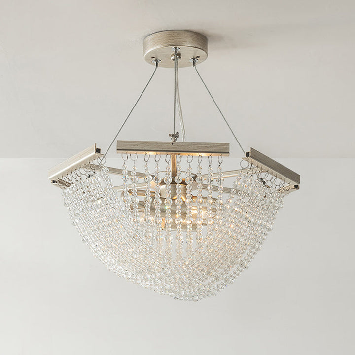 Zeitgenössischer Luxus Mesh Shade Iron Crystal 2/6 Licht Kronleuchter für Wohnzimmer 