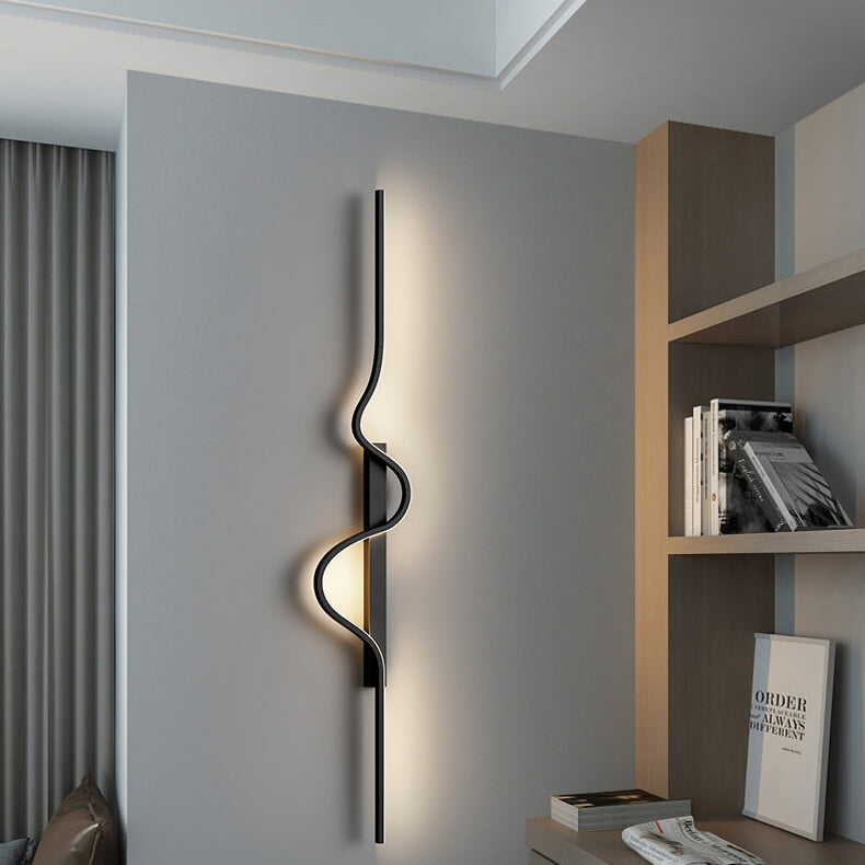 Modern Minimalist Long Wave Design Aluminum LED Wall Sconce Lamp For Living Room
