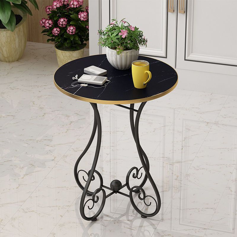 Contemporary Nordic Round Heart Base MDF Metal Coffee Table For Living Room