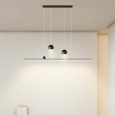 Modern Minimalist Long Iron Aluminum Acrylic LED Island Light Chandelier For Dining Room
