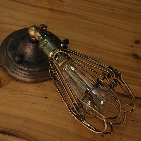 Lámpara de Aplique de Pared de 1 Luz de Jaula de Hierro Vintage Tradicional para Sala de Estar 