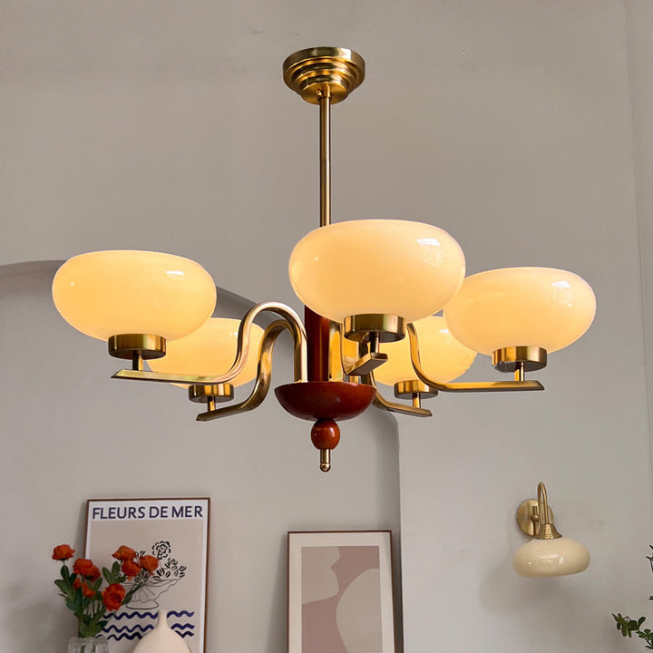 Chandeliers traditionnels vintage en métal et verre ovales ronds 3/5 lumières pour salon 