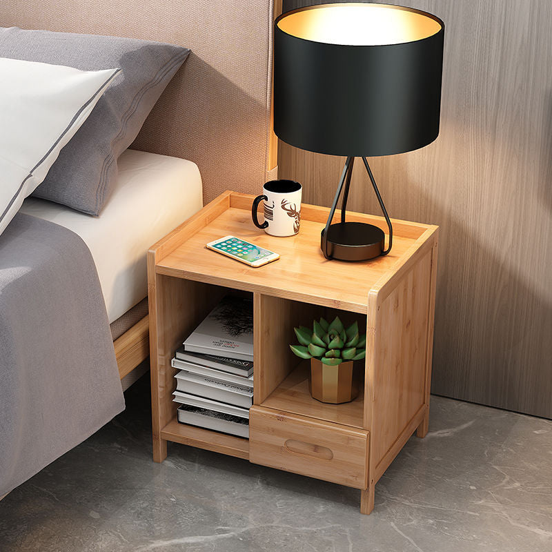 Table de chevet rectangulaire minimaliste moderne en bois massif avec 1/3 tiroir pour chambre 
