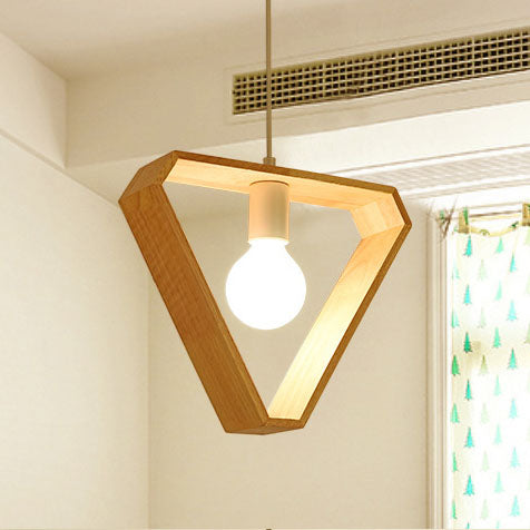 Moderne Einfachheit Holz Geometrische Form 1-Licht Pendelleuchte für das Wohnzimmer 