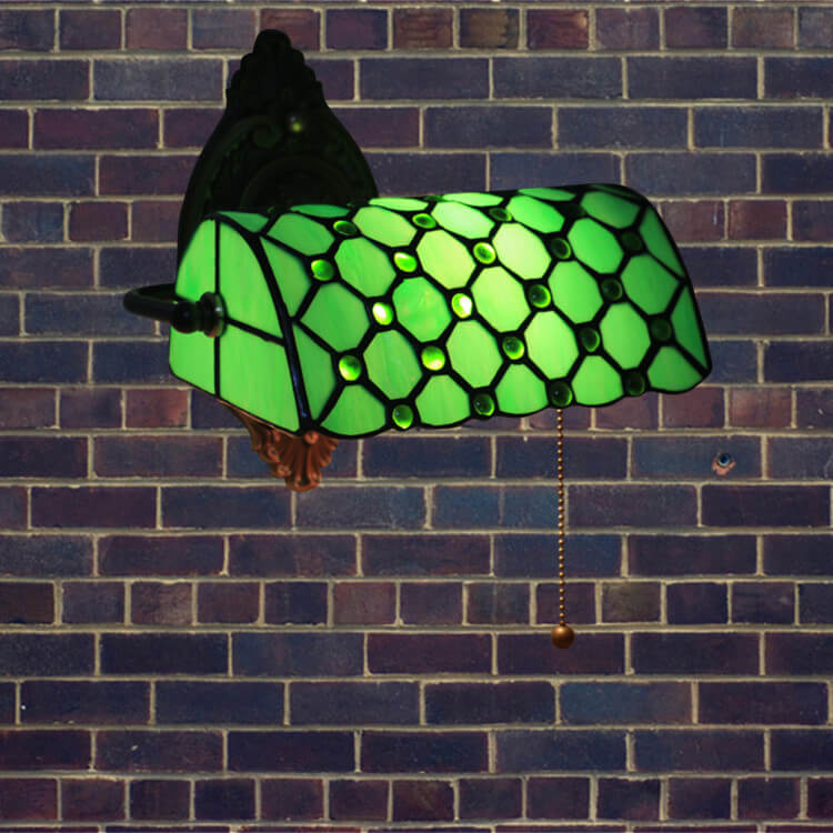 Tiffany Lucite Beads Stained Glass 1-Light Wall Sconce Lamp