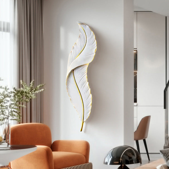 Applique murale LED en résine avec plumes nordiques contemporaines pour salon 