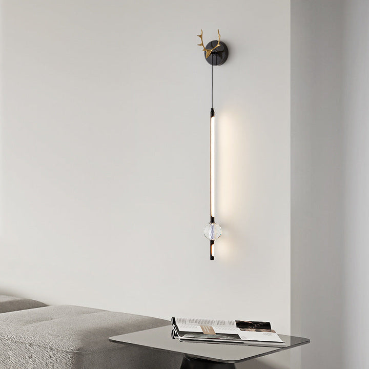 Applique Murale LED en Cristal de Silicone en Cuivre Complet Antler Orb Minimaliste Moderne pour Chambre 