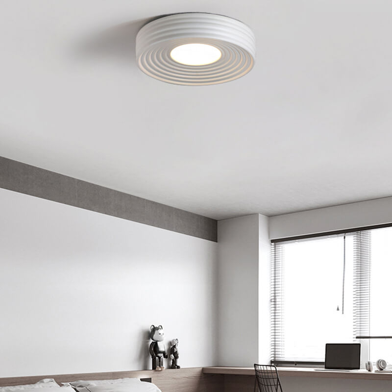 Contemporary Nordic Stripes Round Aluminum LED Flush Mount Ceiling Light For Living Room