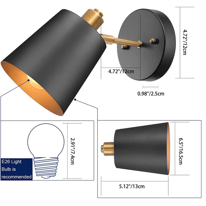 Zeitgenössische industrielle Zylinder Eisen 1-Licht Wandleuchte Lampe für Schlafzimmer 