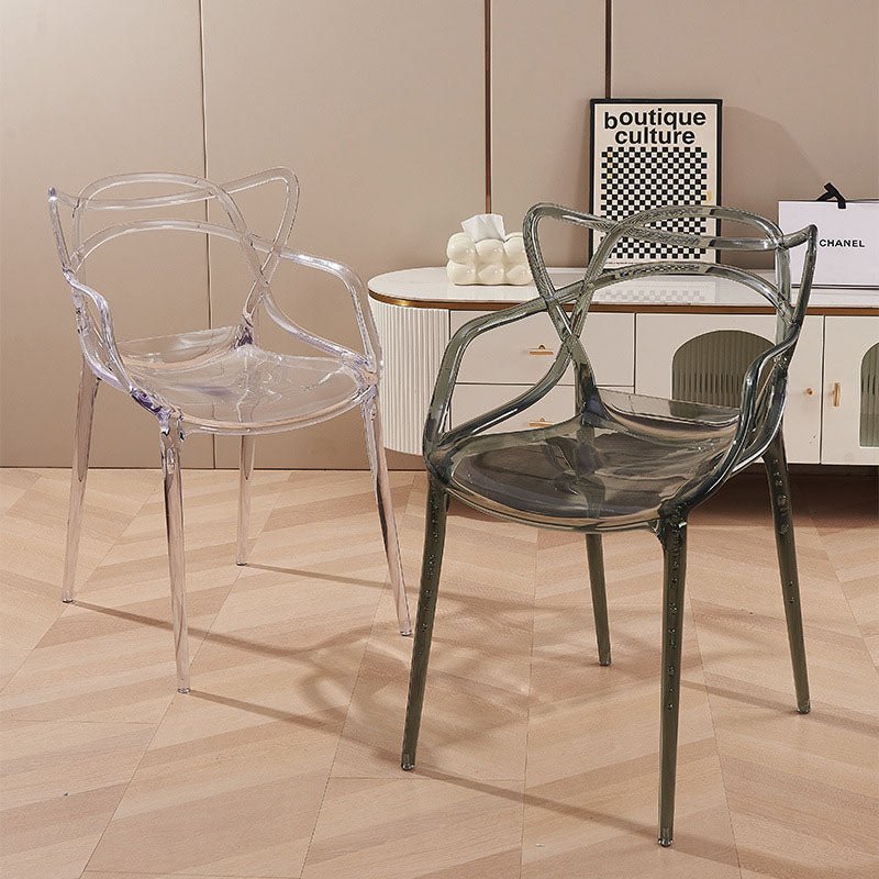 Contemporary Creative Curved Frame PC Plastic Dining Chair Backrest Armrest For Dining Room