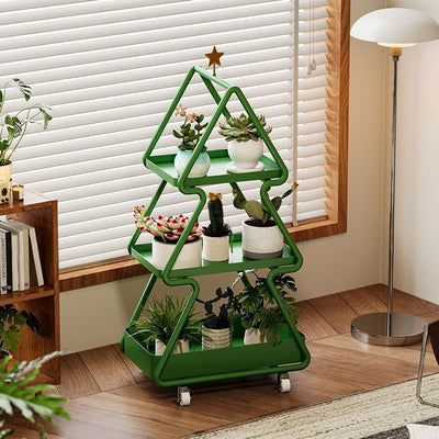 Zeitgenössischer kreativer Weihnachtsbaum Eisen Beistelltisch 3-stufig für Wohnzimmer 
