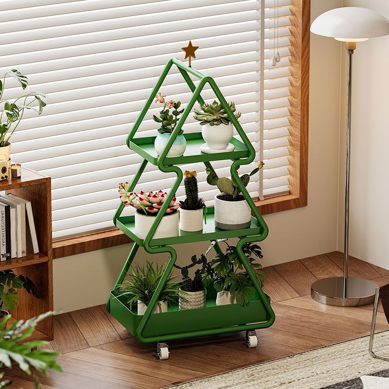 Zeitgenössischer kreativer Weihnachtsbaum Eisen Beistelltisch 3-stufig für Wohnzimmer 