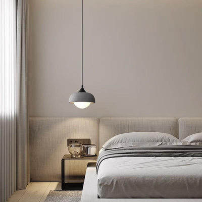 Contemporary Industrial Orb Cement Glass 1-Light Pendant Light For Bedroom