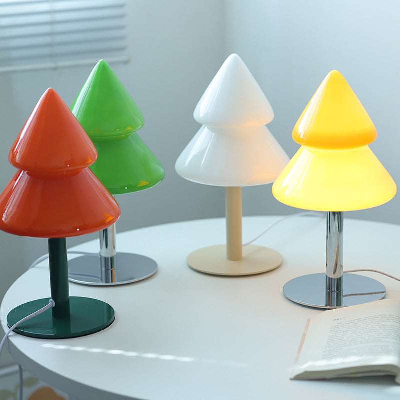 Modern Art Deco Iron Glass Christmas Tree LED Table Lamp For Bedroom