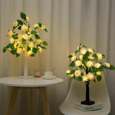 Christmas Decorative Plastic Tree Light Rose Decorative LED Table Lamp