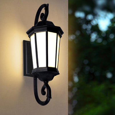 Retro Octagonal Lantern Aluminum Faux Lucite Waterproof 1-Light Outdoor Wall Sconce Lamp