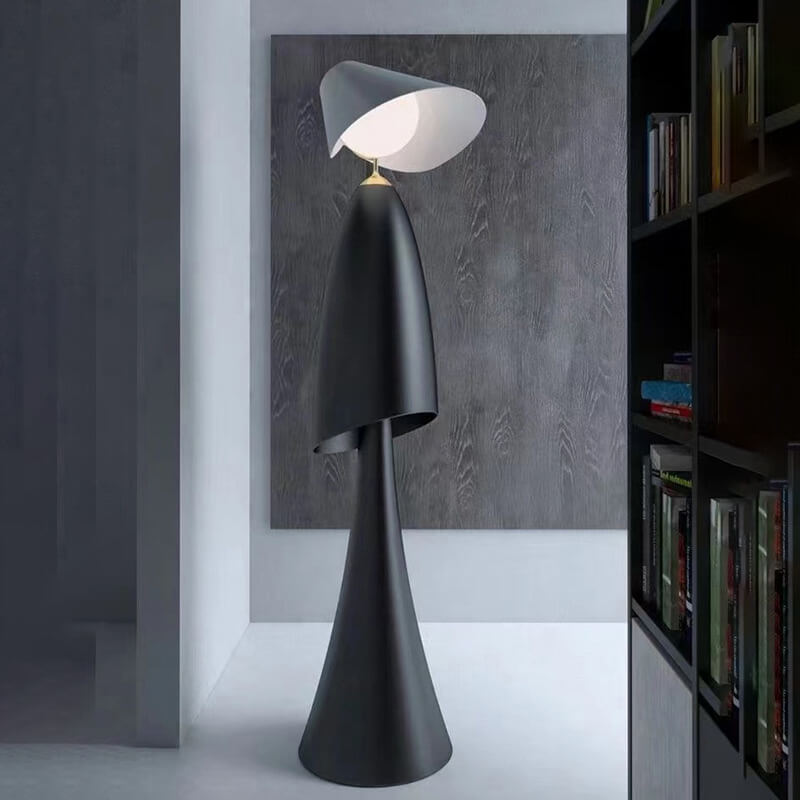 Lámpara de pie moderna minimalista de hierro en forma humana con 1 luz y pantalla de vidrio 