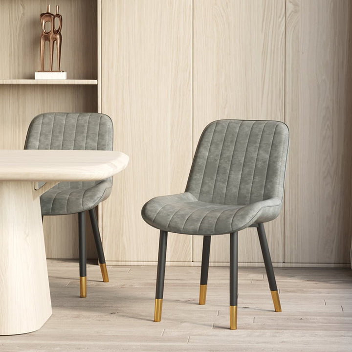 Chaise de salle à manger moderne de luxe carrée incurvée en similicuir avec dossier sans accoudoirs pour salle à manger 