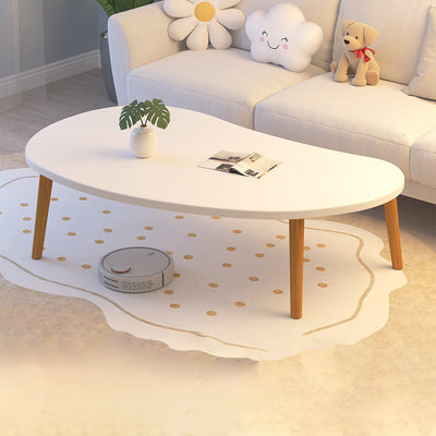 Mesa Auxiliar Moderna Minimalista Ovalada Curvada de Tablero de Densidad de Madera de 1 Nivel para Sala de Estar 