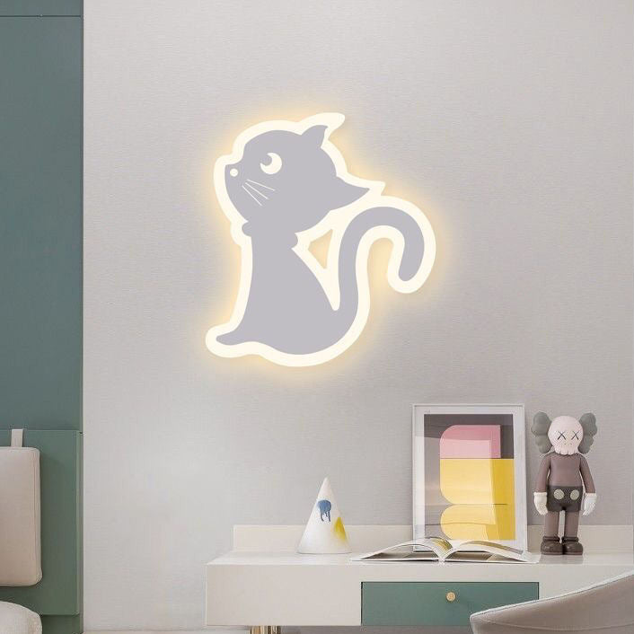 Zeitgenössische kreative Acryl Katze Design Eisen LED Wandleuchte Lampe für Schlafzimmer 
