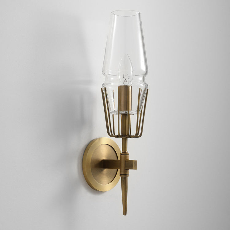 Zeitgenössische Retro Eisen Glas Zylinder 1/2 Licht Wand Leuchte Lampe Für Flur 