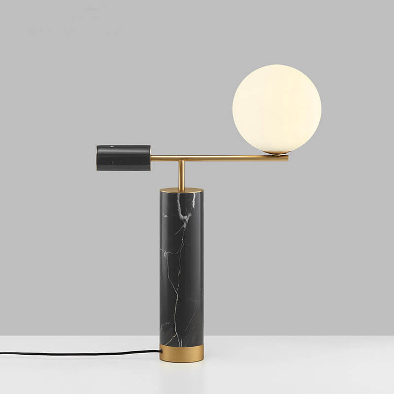 Nordisches modernes Marmortextur zylindrisches Glasball 1-Licht Tischlampe 