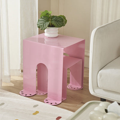 Table d'appoint carrée minimaliste moderne en plaque laminée à froid à 4 pieds pour salon 