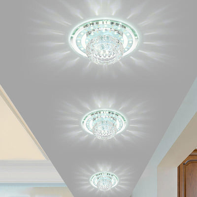 Minimalist Light Luxury Crystal Round Spotlight LED Flush Mount Ceiling Light