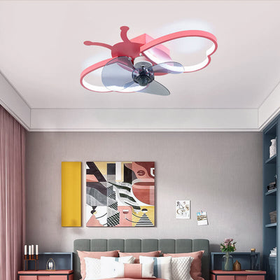 Nordic Creative Silicone Butterfly Shape LED Flush Mount Ceiling Fan Light