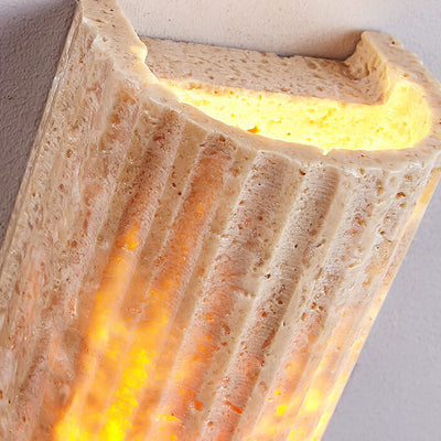 Japanese Wabi-sabi Yellow Travertine Half-Cylinder LED Wall Sconce Lamp