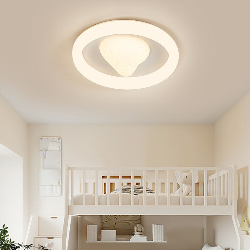 Moderne minimalistische runde Erdbeere Eisen Acryl LED Unterputz Deckenleuchte für Schlafzimmer 