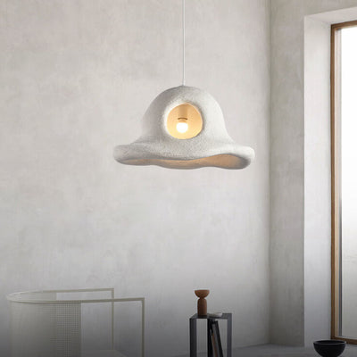 Modern Minimalist Wabi-Sabi Style Resin Hat 1-Light Pendant Light