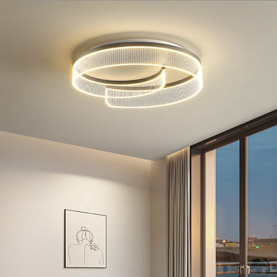 Plafonnier LED rond minimaliste moderne en acrylique, fer et aluminium pour salon 
