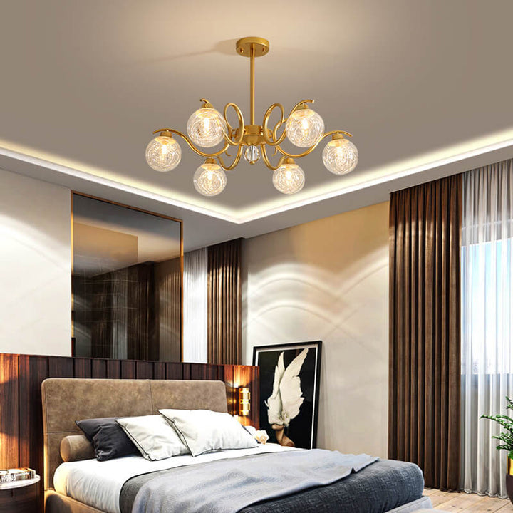 Modern Luxury Magic Bean Glass Gold Branch 6/8/10 Light Chandelier for Living Room