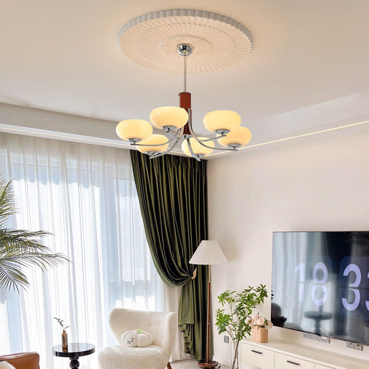 Lámpara de Araña de Hierro y Vidrio Tradicional Francesa de Forma Redonda con 3/6 Luces para Sala de Estar 