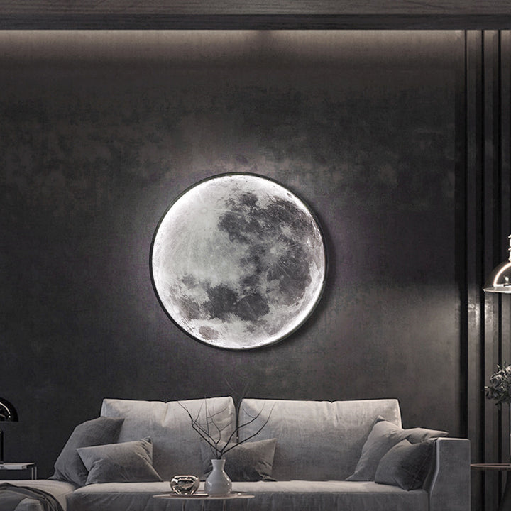 Contemporary Creative Round Moon Iron Acrylic LED Wall Sconce Lamp For Living Room