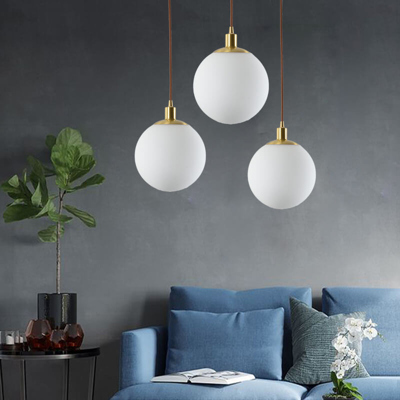 Lámpara colgante de 1 luz, orbe blanca minimalista nórdica 