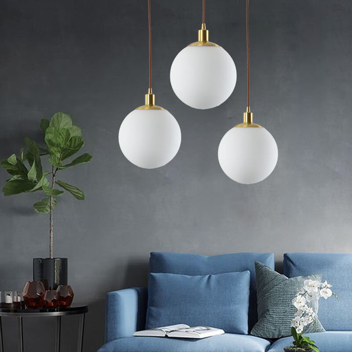 Lámpara colgante de 1 luz, orbe blanca minimalista nórdica 