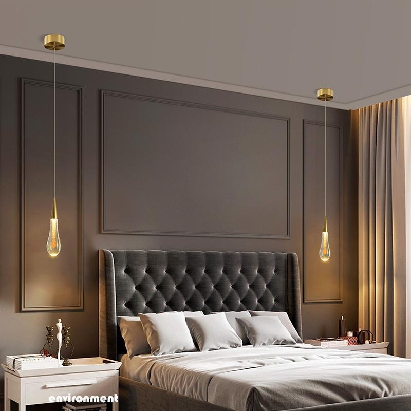 Contemporary Scandinavian Water Drops Hardware Glass LED Pendant Light For Bedroom